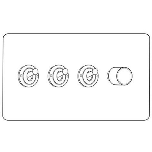 Verona Range Switches & Sockets - 4G Mixed Toggle Dimmer Switch 3xToggle 1xTED by Heritage Brass By M-Marcus