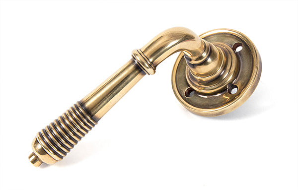 From The Anvil, Reeded Lever on Rose Set - Unsprung, Door Handles, Lever on Rose