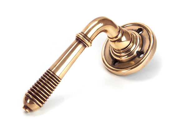 From The Anvil, Reeded Lever on Rose Set - Unsprung, Door Handles, Lever on Rose