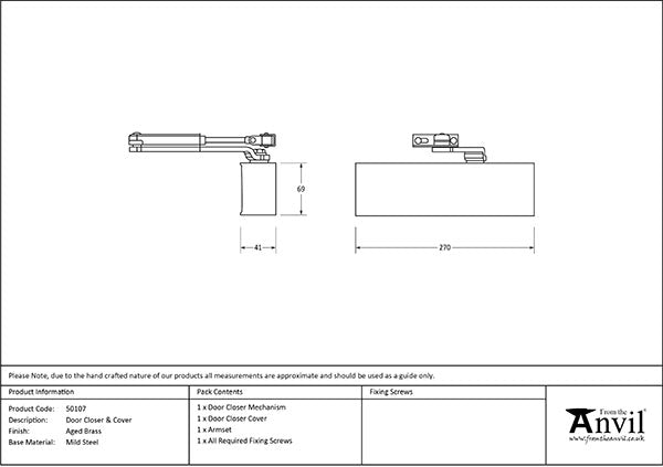 Aged Brass Size 2-5 Door Closer & Cover