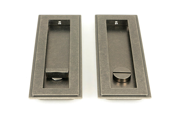 Pewter 175mm Art Deco Rectangular Pull - Privacy Set