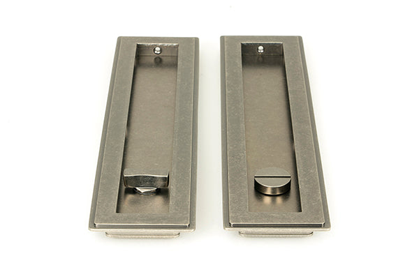 Pewter 250mm Art Deco Rectangular Pull - Privacy Set