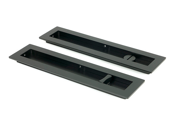 Matt Black 250mm Plain Rectangular Pull - Privacy Set