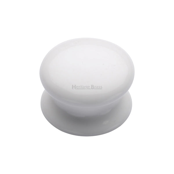 Porcelain Cabinet Knob Plain White by M Marcus - Heritage Brass