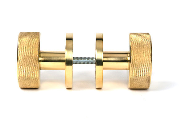 Polished Brass Brompton Mortice/Rim Knob Set (Plain)