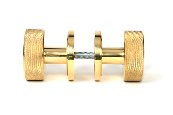 Polished Brass Brompton Mortice/Rim Knob Set (Art Deco)