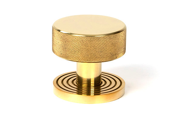 Polished Brass Brompton Mortice/Rim Knob Set (Beehive)