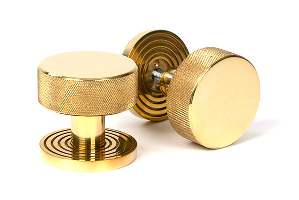 Polished Brass Brompton Mortice/Rim Knob Set (Beehive)