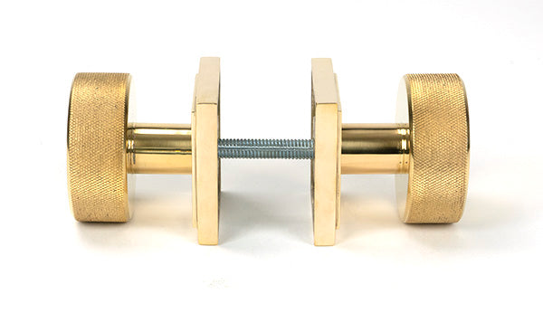 Polished Brass Brompton Mortice/Rim Knob Set (Square)