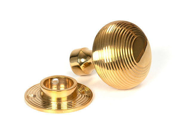 Polished Brass Heavy Beehive Mortice/Rim Knob Set