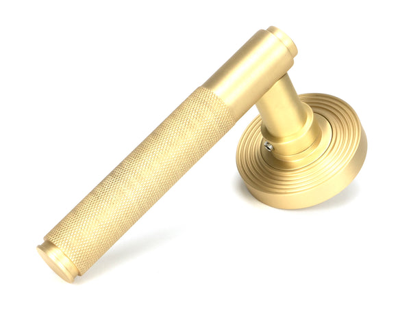 From The Anvil's Satin Brass Brompton Lever on Rose Set (Unsprung)