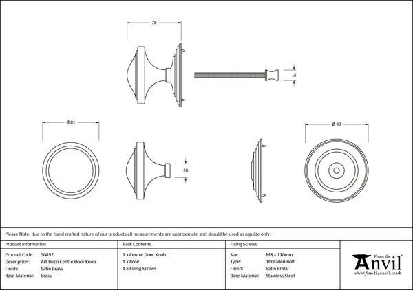 Art Deco Centre Door Knob by From The Anvil