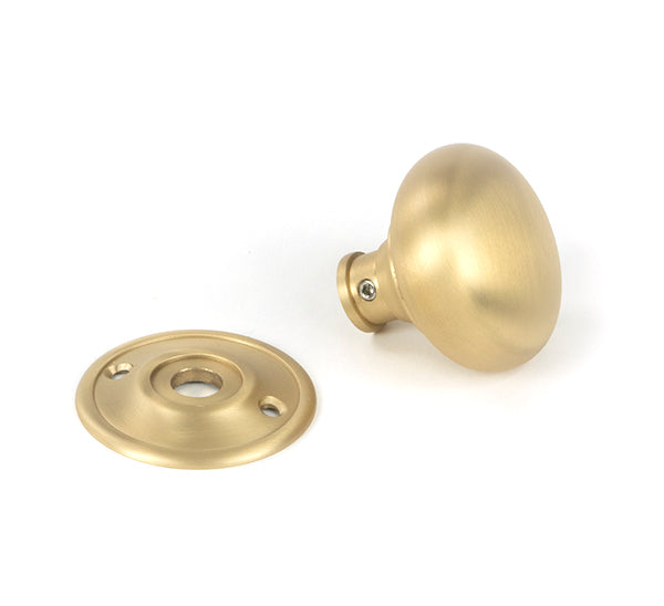 Satin Brass Mushroom Mortice/Rim Knob Set