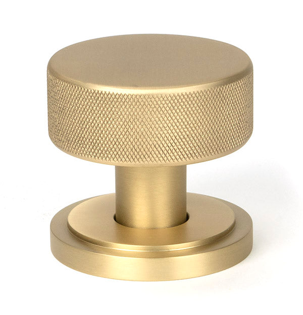 Satin Brass Brompton Mortice/Rim Knob Set (Art Deco)