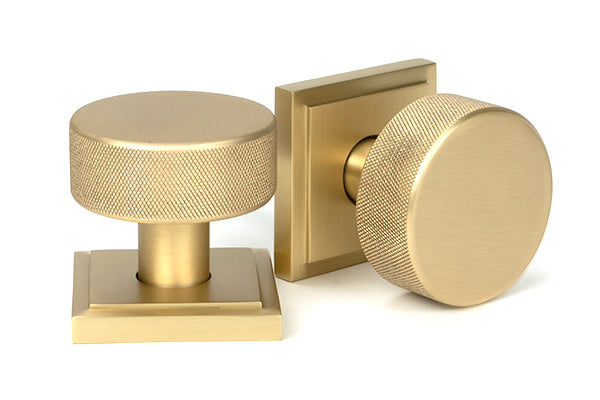 Satin Brass Brompton Mortice/Rim Knob Set (Square)