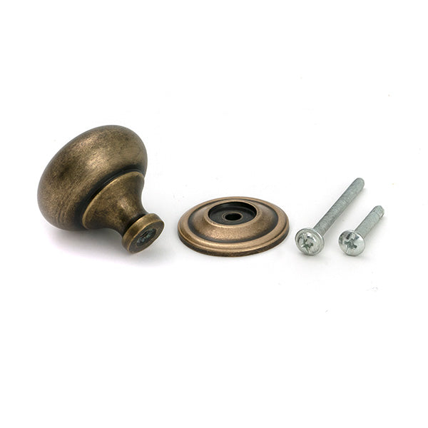 Burnished Brass Mushroom Cabinet Knob 38mm