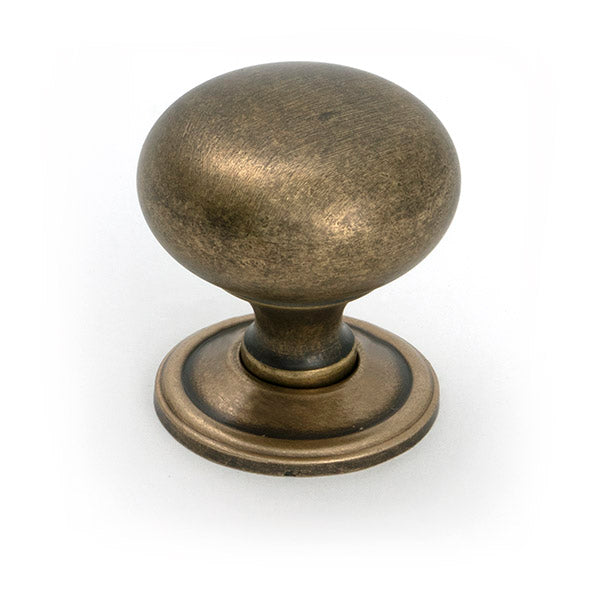 Burnished Brass Mushroom Cabinet Knob 38mm