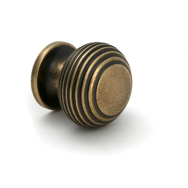 Burnished Brass Beehive Cabinet Knob 30mm