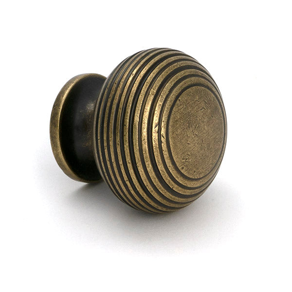 Burnished Brass Beehive Cabinet Knob 40mm