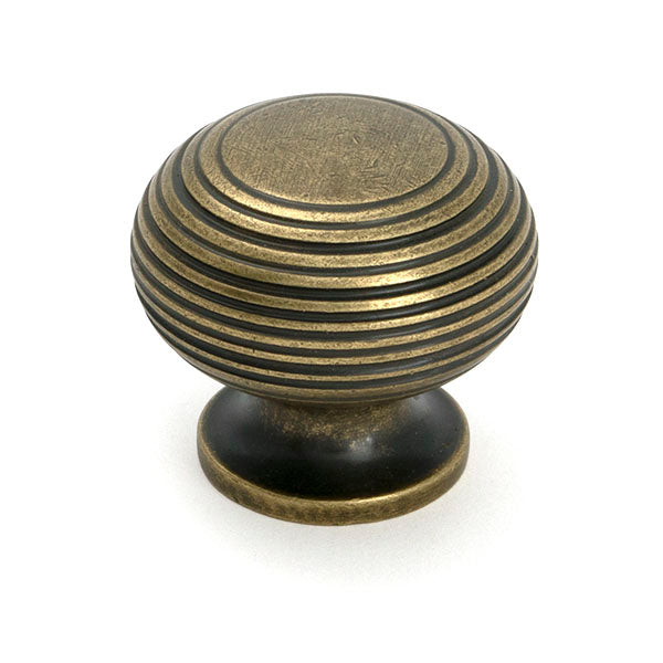 Burnished Brass Beehive Cabinet Knob 40mm