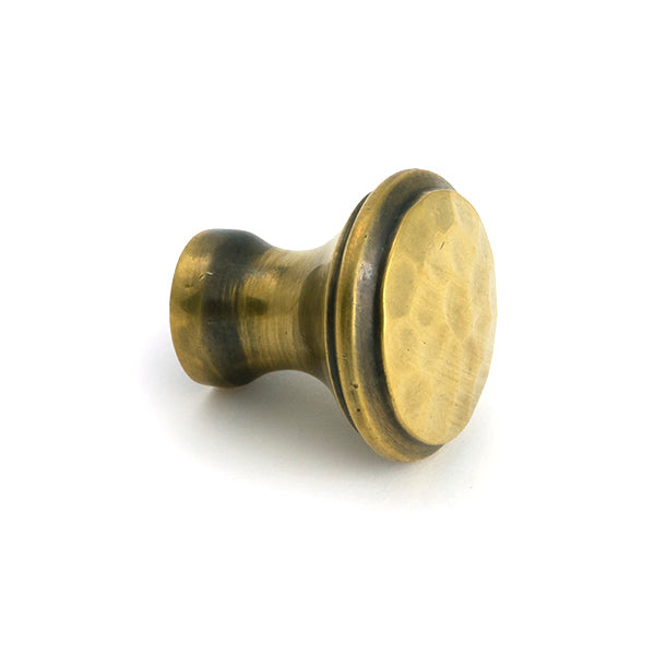 Aged Brass Hammered Cabinet Knob - Small