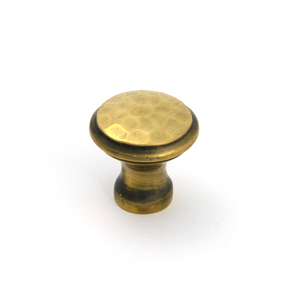 Aged Brass Hammered Cabinet Knob - Small