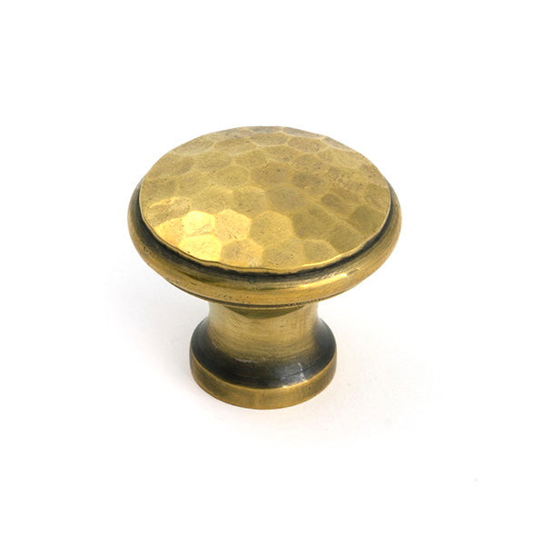 Aged Brass Hammered Cabinet Knob - Medium