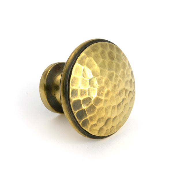 Aged Brass Hammered Cabinet Knob - Large