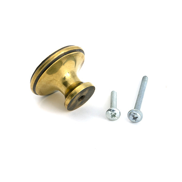 Aged Brass Hammered Cabinet Knob - Large