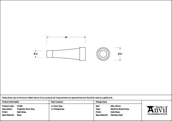 Satin Brass Projection Door Stop