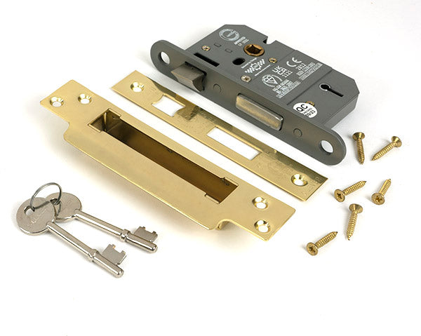 Polished Brass 2½" 5 Lever BS Sash Lock