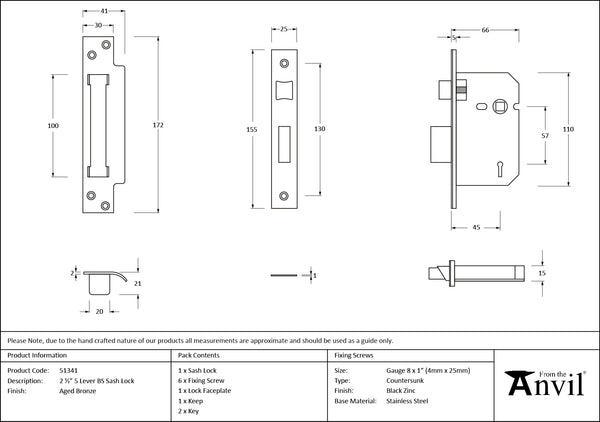 5 Lever BS Sash Lock by From The Anvil