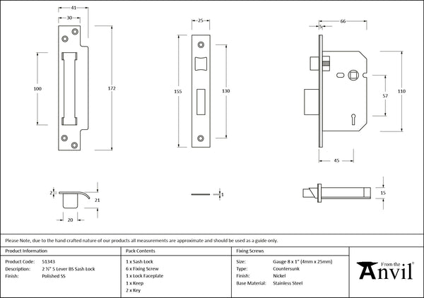 5 Lever BS Sash Lock by From The Anvil