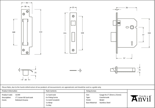 5 Lever BS Sash Lock by From The Anvil