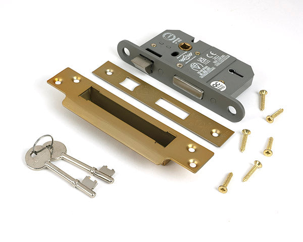 Satin Brass 2½" 5 Lever BS Sash Lock KA