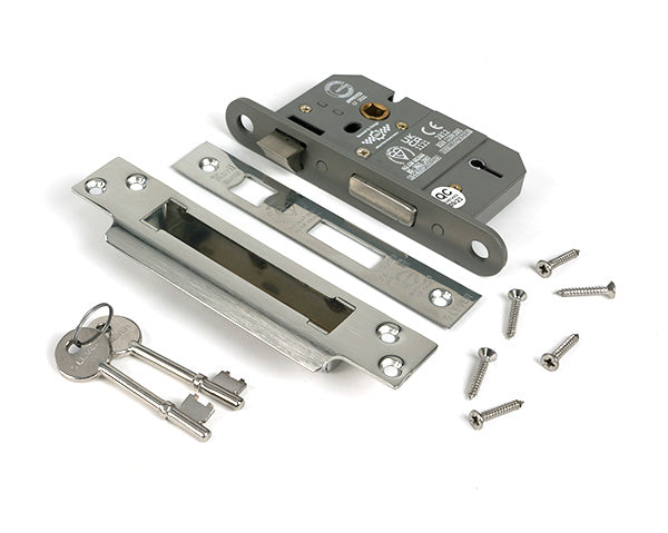 Polished SS 2½" 5 Lever BS Sash Lock KA