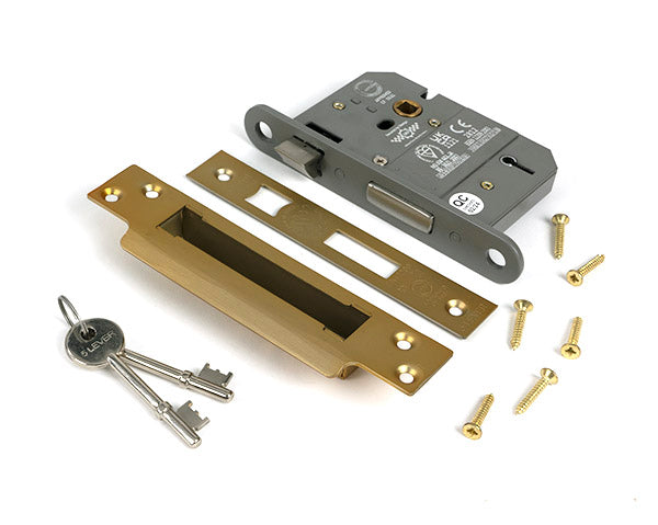 Satin Brass 3" 5 Lever BS Sash Lock KA