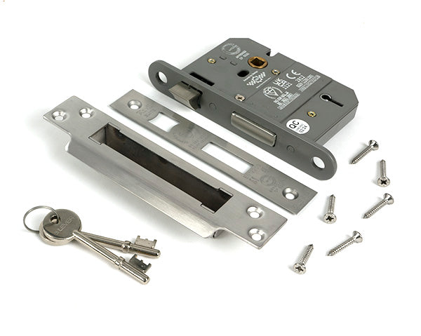 Satin Chrome 3" 5 Lever BS Sash Lock KA