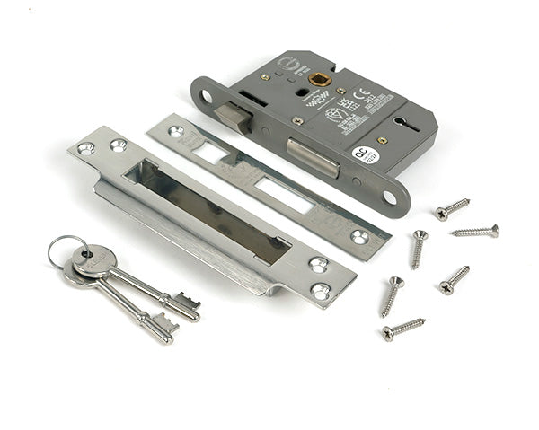 Polished SS 3" 5 Lever BS Sash Lock KA