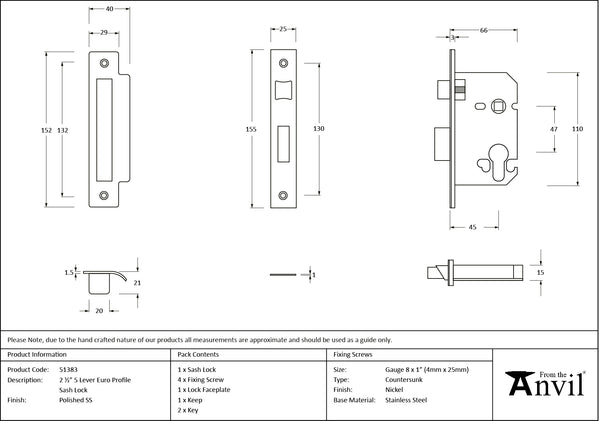 Euro Profile Sash Lock by From The Anvil