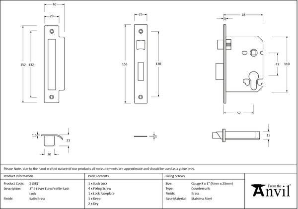 Euro Profile Sash Lock by From The Anvil