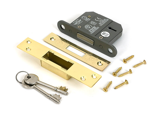 Polished Brass 2½" 5 Lever BS Dead Lock