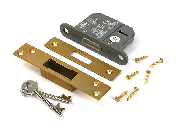 Satin Brass 2½" 5 Lever BS Dead Lock