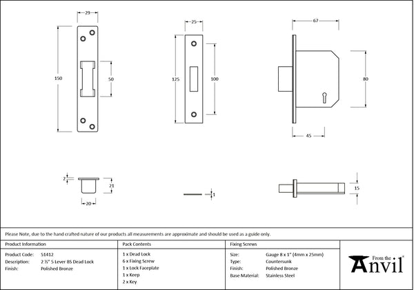 BS 5 Lever Deadlock KD by From The Anvil
