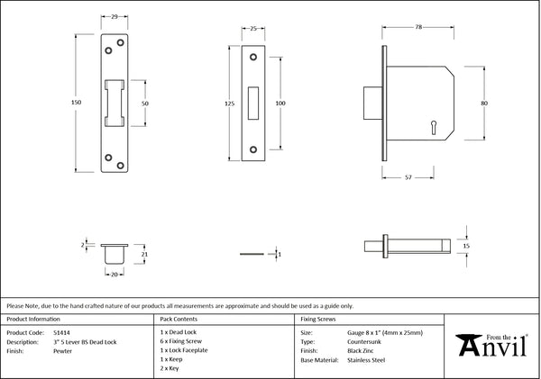 BS 5 Lever Deadlock KD by From The Anvil
