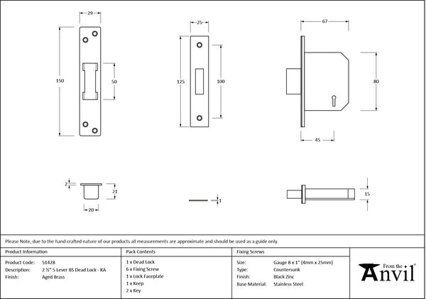 BS 5 Lever Deadlock KA by From The Anvil