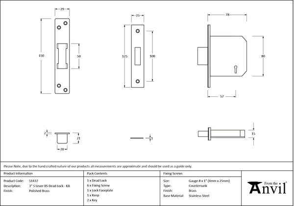 BS 5 Lever Deadlock KA by From The Anvil