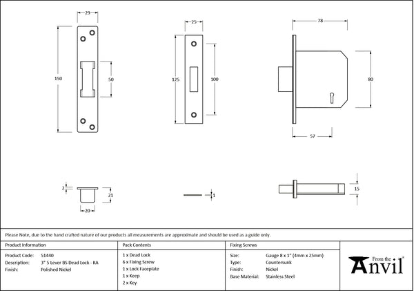 BS 5 Lever Deadlock KA by From The Anvil
