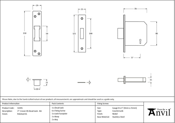 BS 5 Lever Deadlock KA by From The Anvil