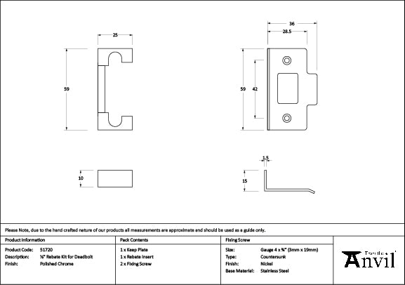 Polished Chrome ½" Rebate Kit for Deadbolt